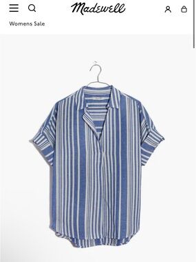 Madewell women’s Blue & White Stripe Short-Sleeve Shirt